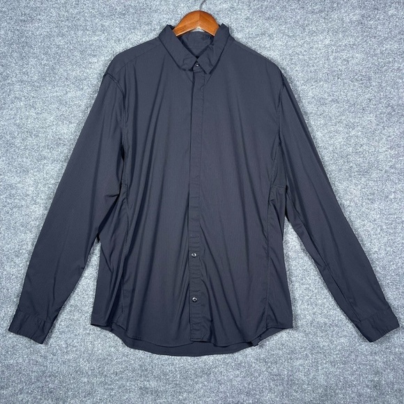 Lululemon Men’s Size XL Black Stripe Performance Stretch Long Sleeve Button Down - Picture 1 of 13